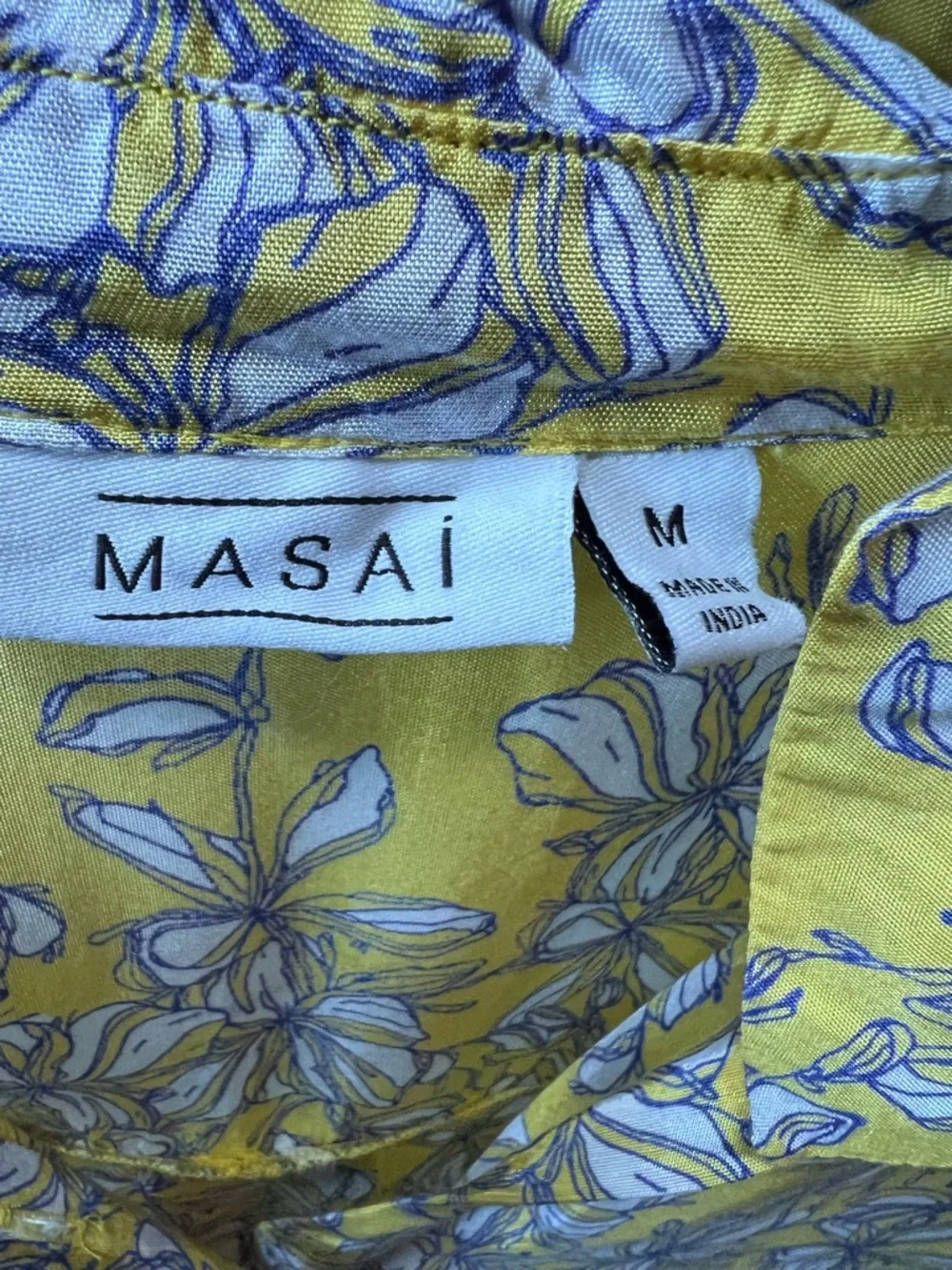 MASAI Scandi Girl Resortwear Yellow and Blue Floral Button Front Mini Dress, M - Picture 10 of 10